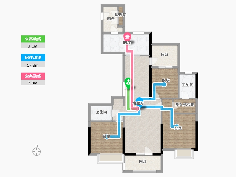 湖北省-武汉市-卧龙墨水湖边领墅-110.97-户型库-动静线