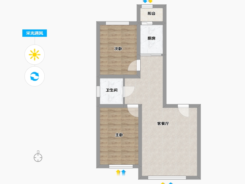 吉林省-长春市-富诚尚品-56.96-户型库-采光通风