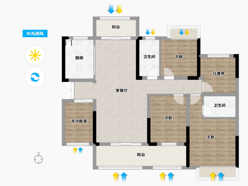 湖南省-湘潭市-百嘉信富瑶天下-113.79-户型库-采光通风