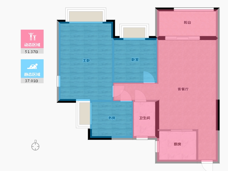 广东省-广州市-翡翠蓝湾璟峰-80.29-户型库-动静分区