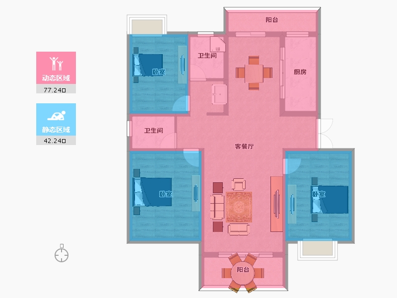 安徽省-黄山市-金童·新城雅苑-106.71-户型库-动静分区