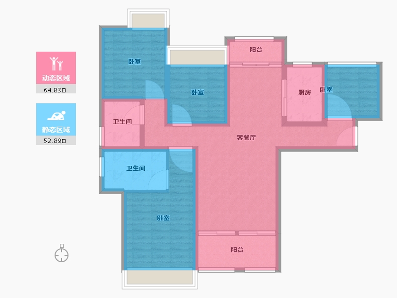 湖南省-怀化市-橡树湾-104.64-户型库-动静分区