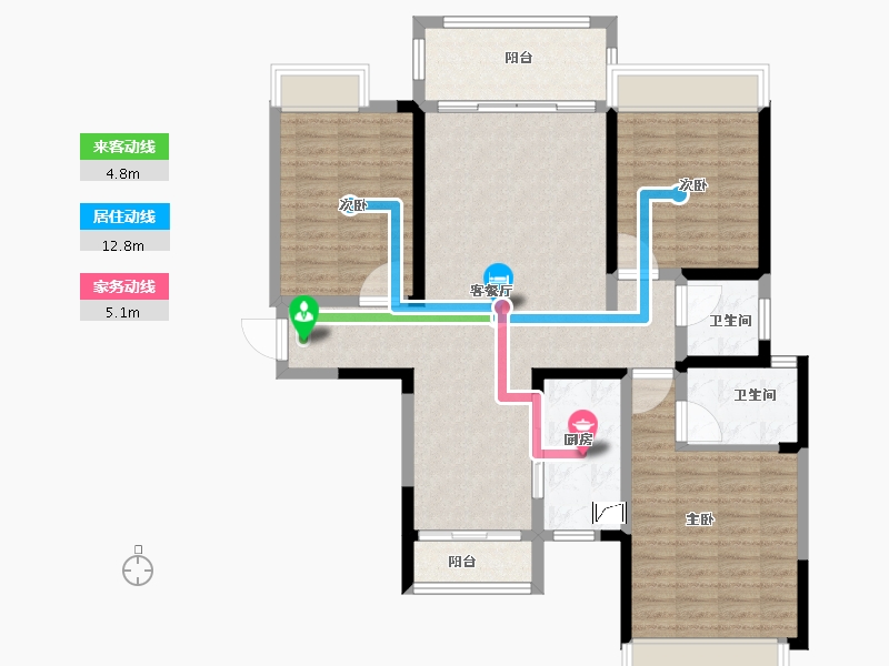 湖南省-湘潭市-天元广场·玺园-108.91-户型库-动静线