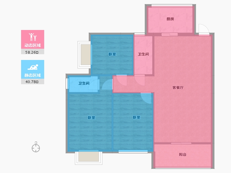 湖南省-株洲市-居乐云雅苑-90.68-户型库-动静分区