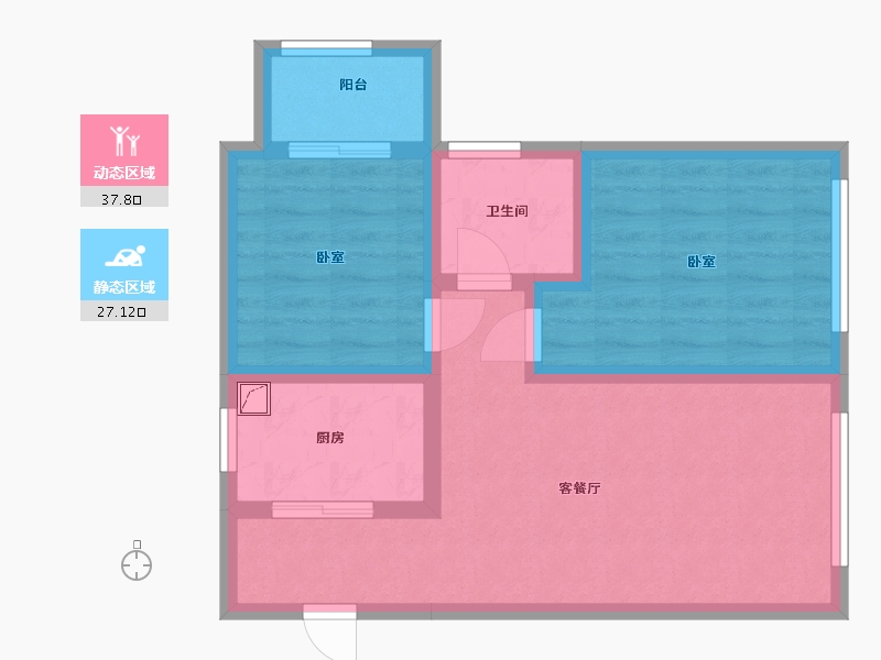 陕西省-西安市-天朗大兴郡-56.66-户型库-动静分区