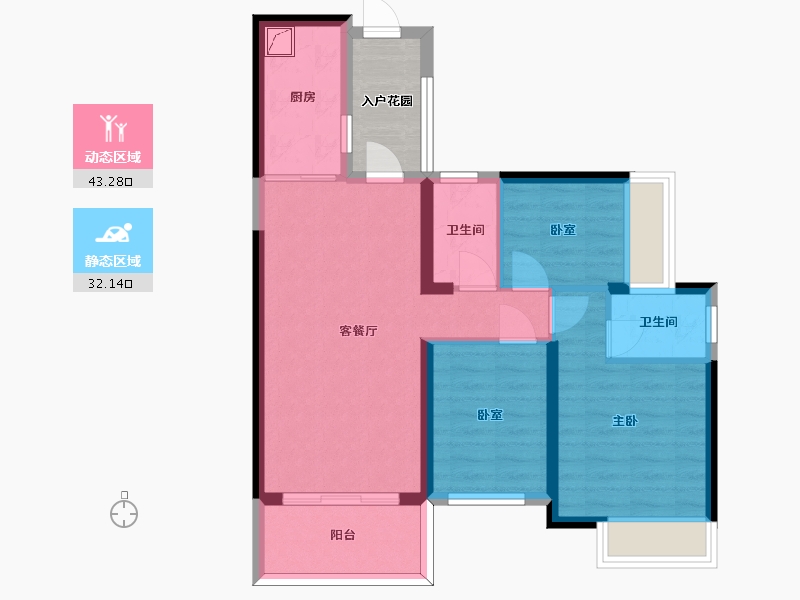 广东省-惠州市-海伦堡·熙岸-70.78-户型库-动静分区