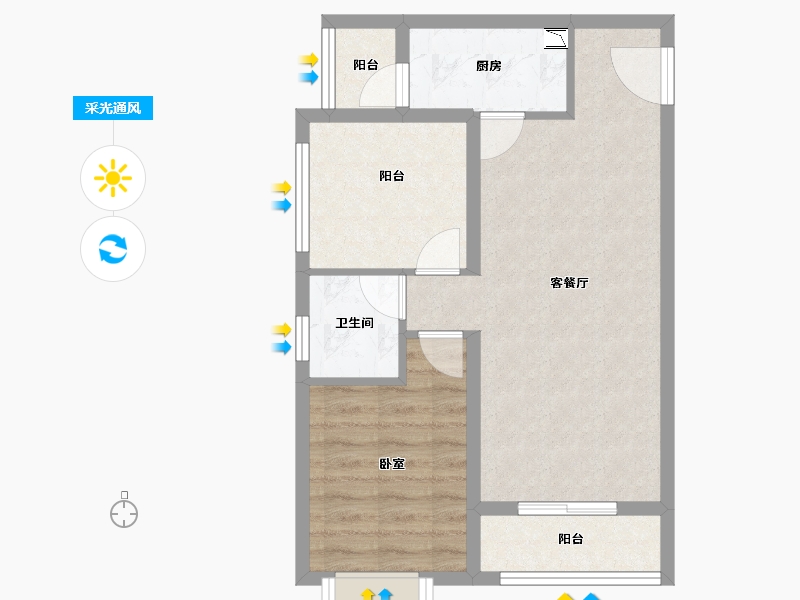 广东省-广州市-南沙星河丹堤-56.57-户型库-采光通风