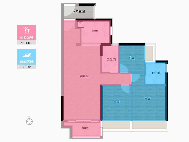 广东省-广州市-时代花城-75.56-户型库-动静分区