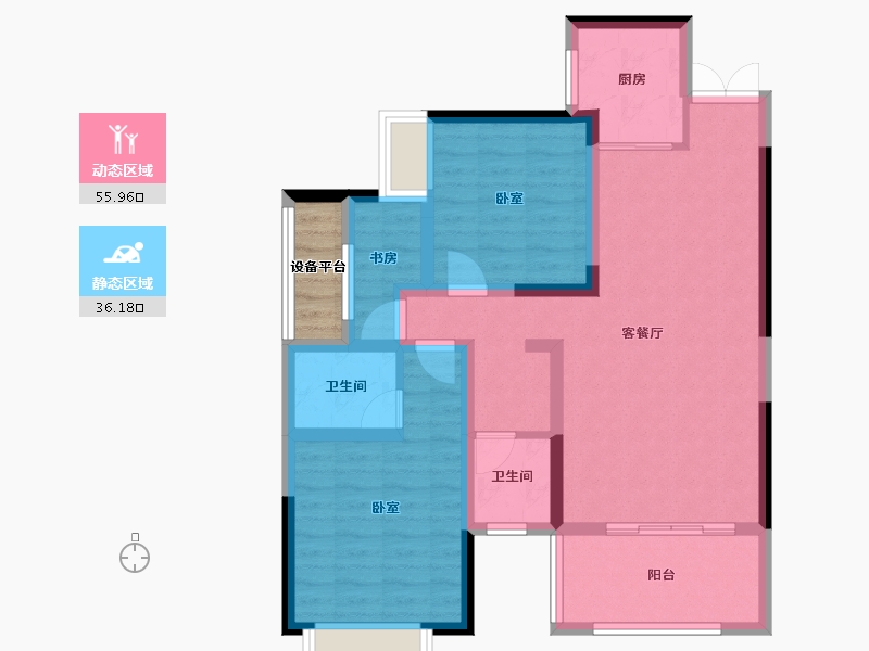 湖南省-长沙市-帝辰·金缇水郡-84.05-户型库-动静分区