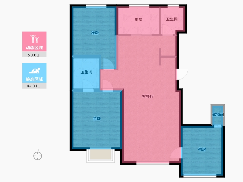 吉林省-长春市-剑桥春雨-84.85-户型库-动静分区