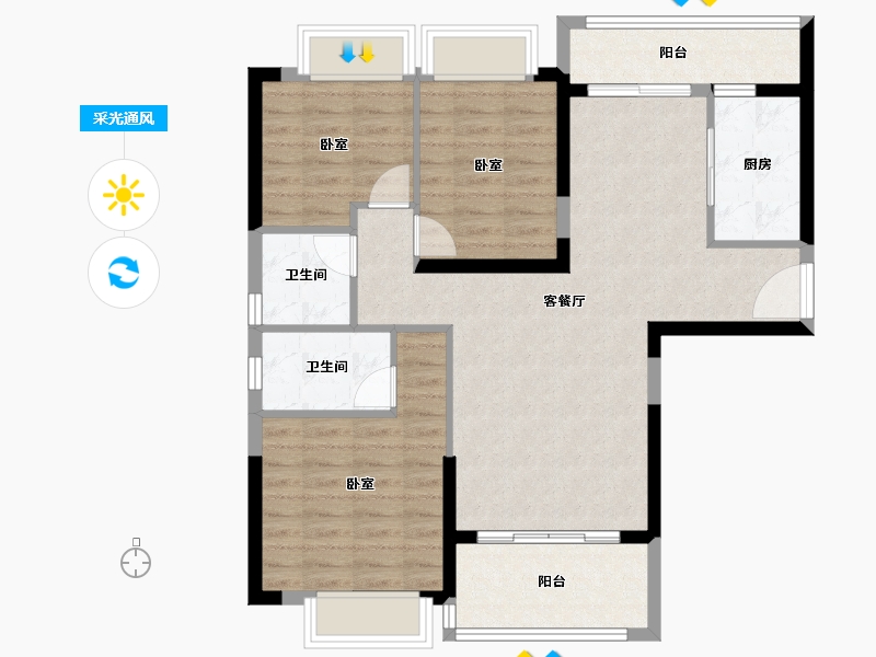 广东省-广州市-敏捷绿湖首府-89.13-户型库-采光通风