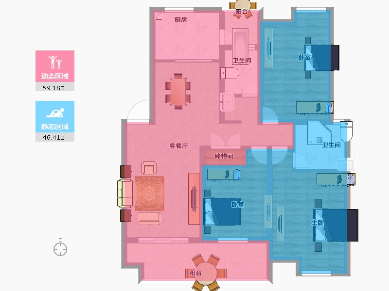 安徽省-黄山市-鲲鹏名门御府-92.99-户型库-动静分区