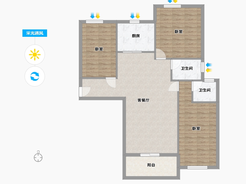 湖北省-孝感市-盛世豪庭-96.51-户型库-采光通风