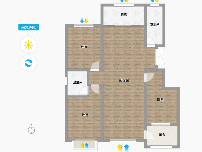 山东省-潍坊市-恒信悦龙山-103.00-户型库-采光通风