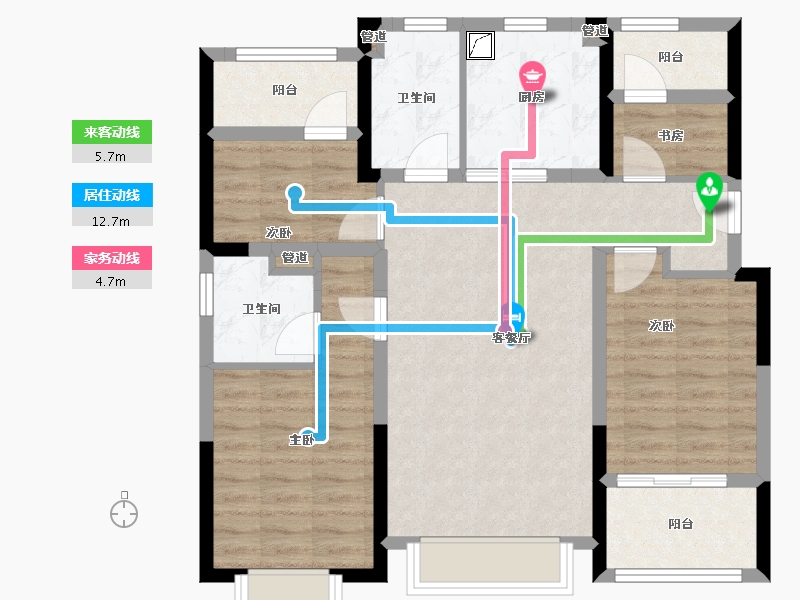 浙江省-宁波市-万科云谷-86.17-户型库-动静线