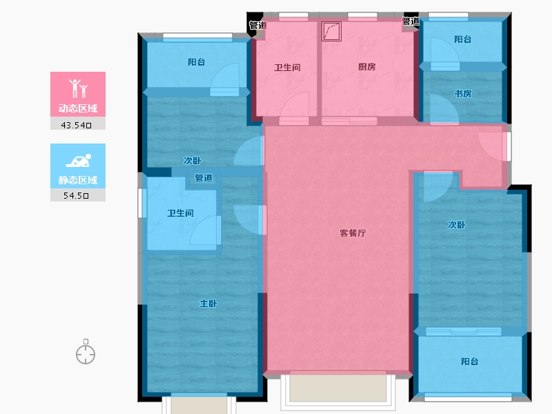 浙江省-宁波市-万科云谷-86.17-户型库-动静分区