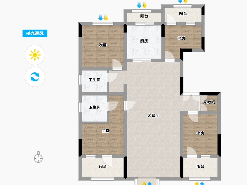 吉林省-长春市-富腾御湖壹号院-116.48-户型库-采光通风