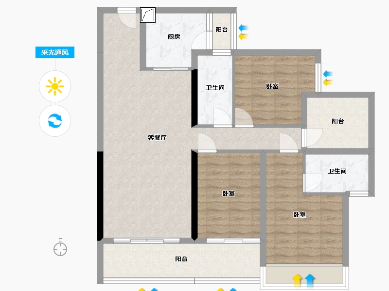 湖南省-郴州市-美的仁大铂悦府-99.21-户型库-采光通风