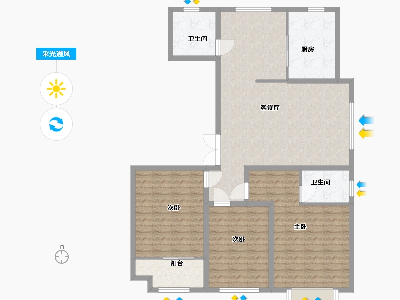 山东省-潍坊市-城投君悦府-114.40-户型库-采光通风