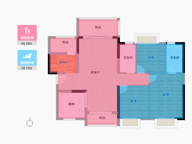 广东省-江门市-融创望江府-95.90-户型库-动静分区