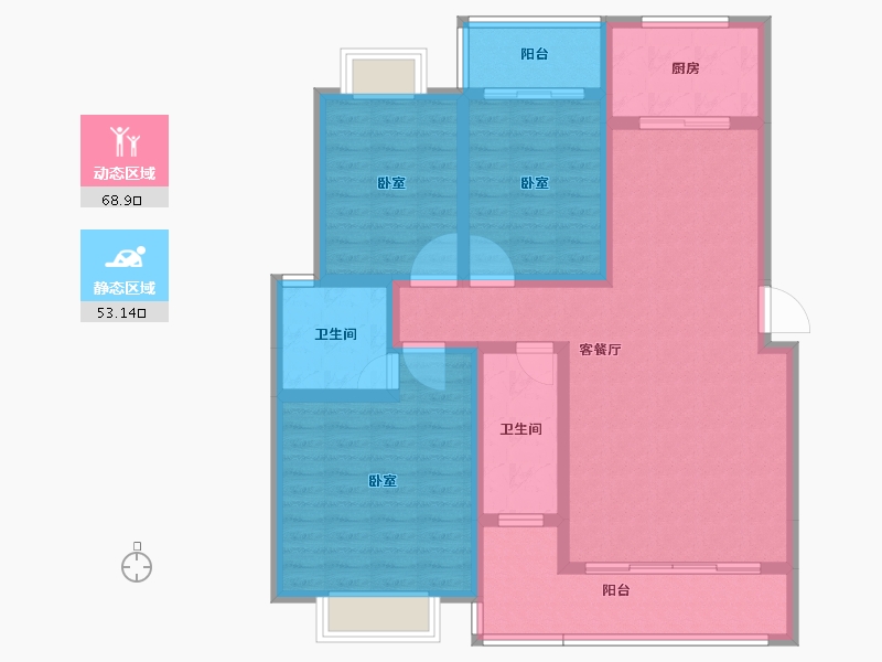 湖南省-怀化市-兴城·壹号公馆-108.89-户型库-动静分区