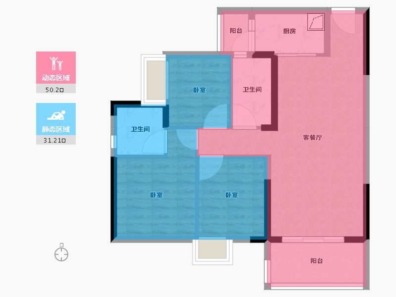 广东省-佛山市-海逸桃花源记-71.99-户型库-动静分区