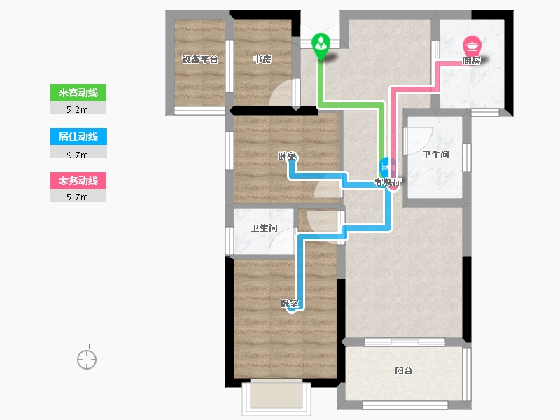 湖南省-长沙市-帝辰·金缇水郡-71.24-户型库-动静线