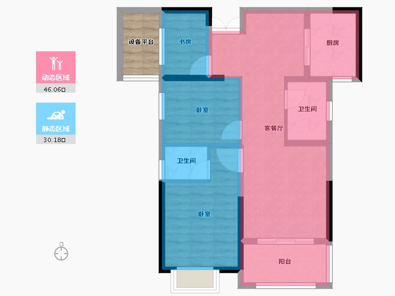 湖南省-长沙市-帝辰·金缇水郡-71.24-户型库-动静分区