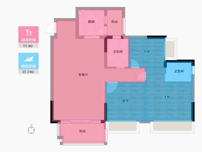 广东省-广州市-巴厘天地上苑-81.80-户型库-动静分区