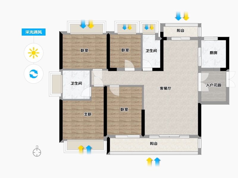 广东省-广州市-时代星英御岛-105.45-户型库-采光通风