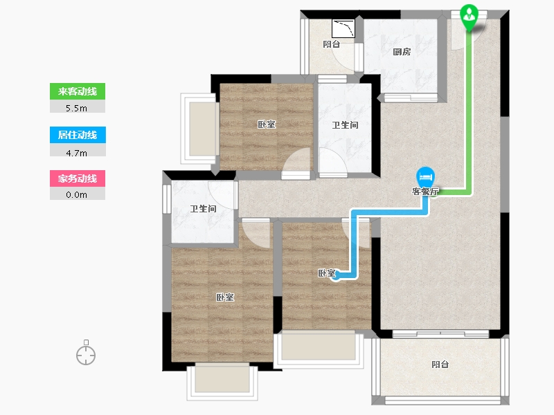 广东省-广州市-敏捷绿湖首府-73.37-户型库-动静线