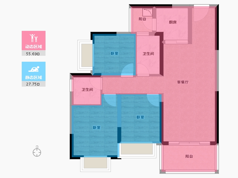 广东省-广州市-敏捷绿湖首府-73.37-户型库-动静分区