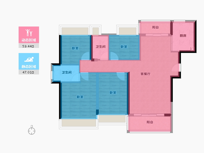 广东省-江门市-泉林黄金小镇-94.80-户型库-动静分区