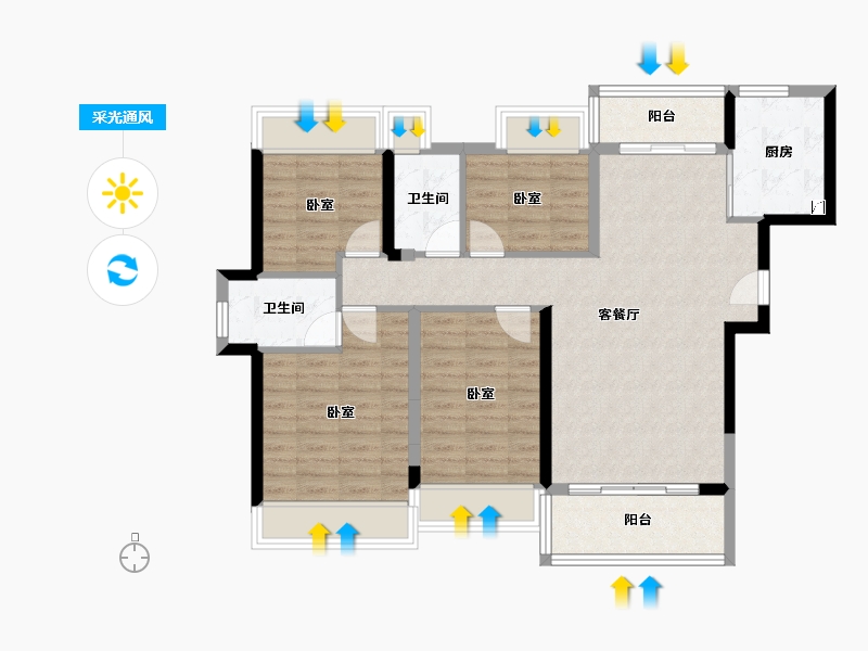 广东省-江门市-泉林黄金小镇-94.80-户型库-采光通风