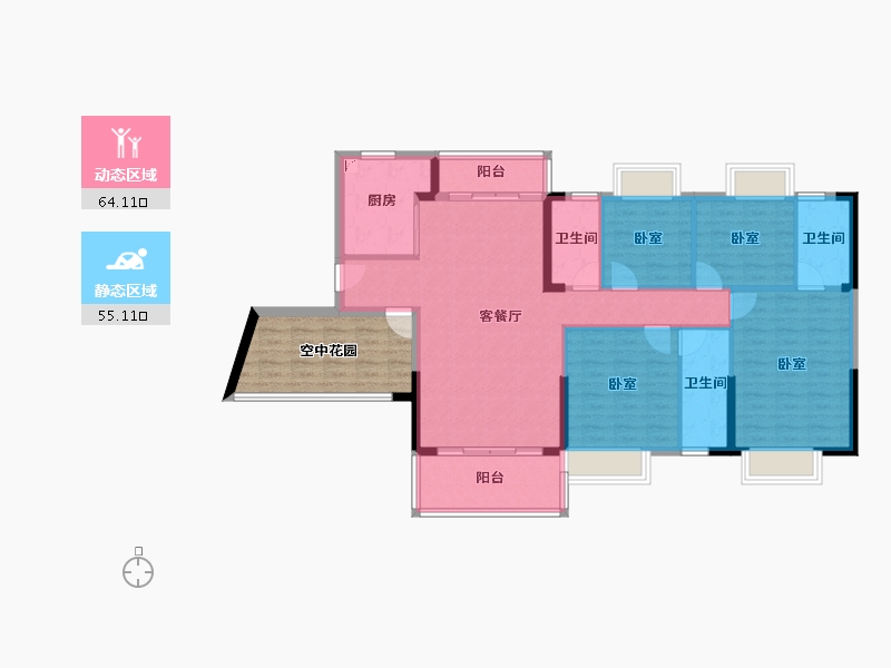 广东省-江门市-华悦·阳光里-118.96-户型库-动静分区