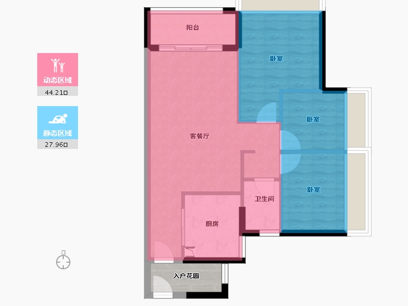 广东省-广州市-时代花城-68.46-户型库-动静分区