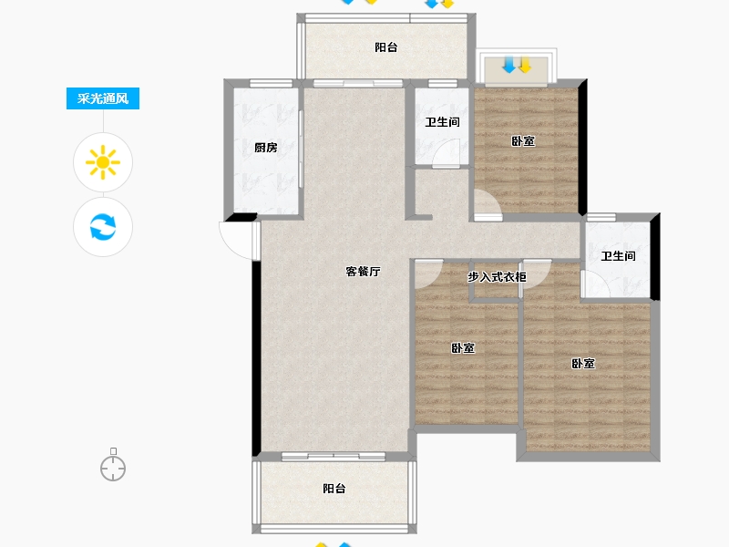 湖南省-怀化市-金时花园二期-112.45-户型库-采光通风