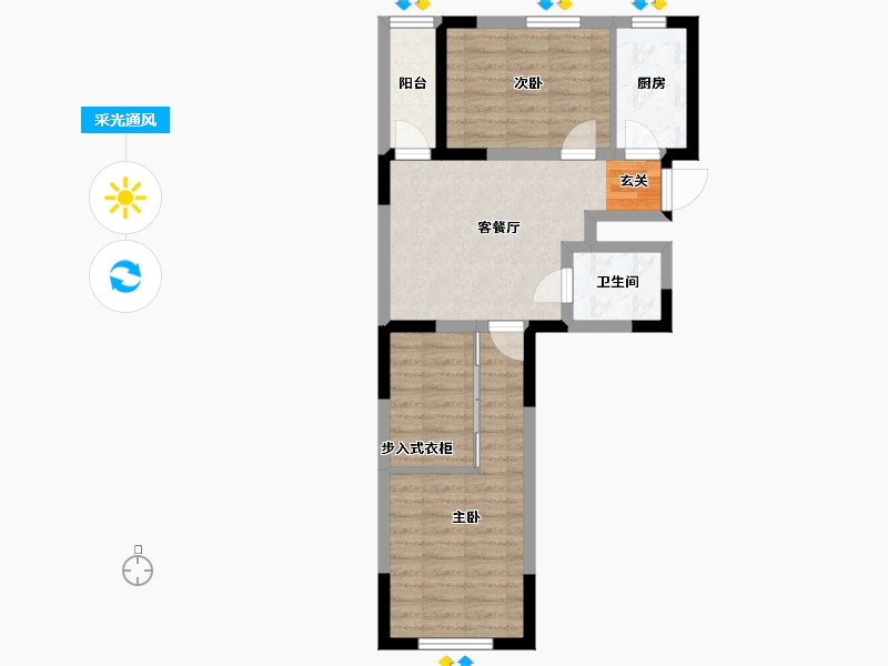 吉林省-长春市-东安白金洋房-60.34-户型库-采光通风