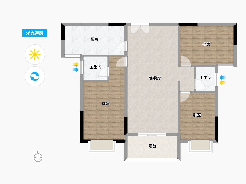 河南省-信阳市-光州新城-104.40-户型库-采光通风