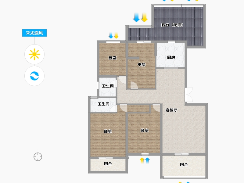 湖北省-孝感市-盛世豪庭-151.83-户型库-采光通风