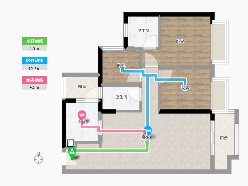 广东省-佛山市-翡翠西江-68.13-户型库-动静线