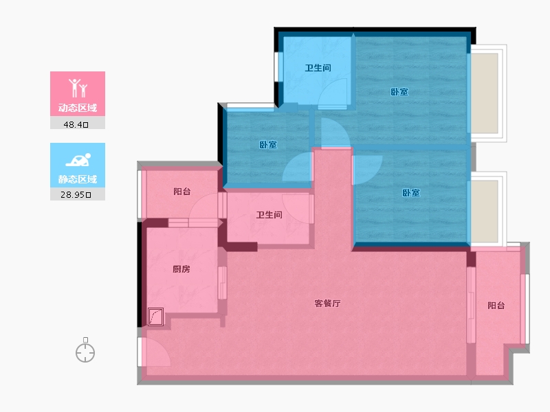 广东省-佛山市-翡翠西江-68.13-户型库-动静分区