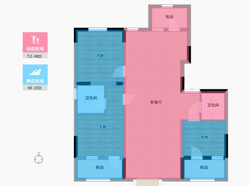 吉林省-长春市-富腾御湖壹号院-87.68-户型库-动静分区