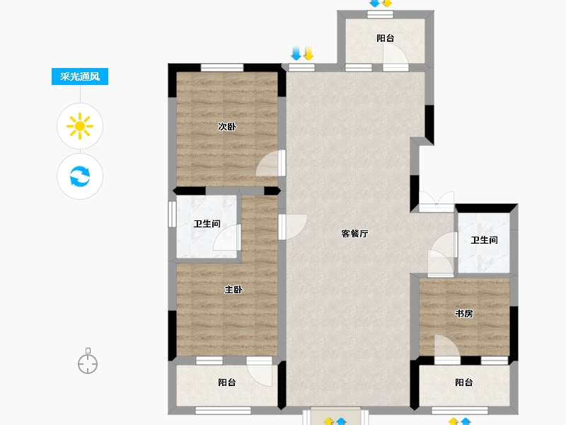 吉林省-长春市-富腾御湖壹号院-87.68-户型库-采光通风