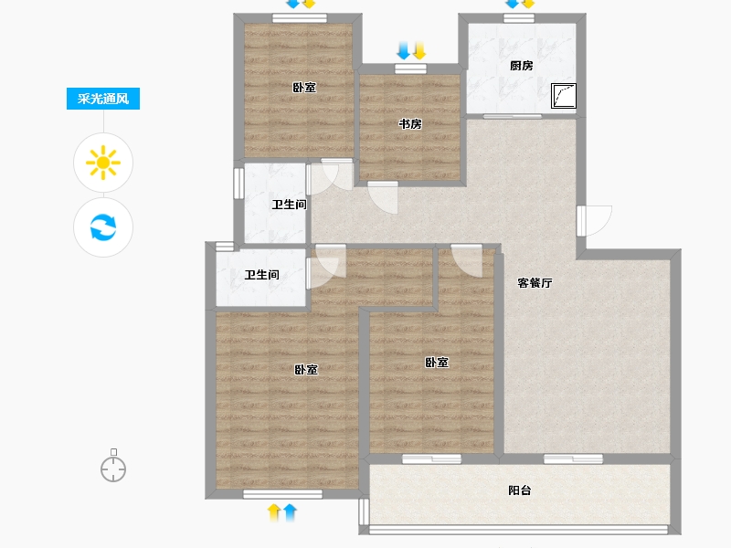 湖北省-孝感市-盛世豪庭-115.42-户型库-采光通风