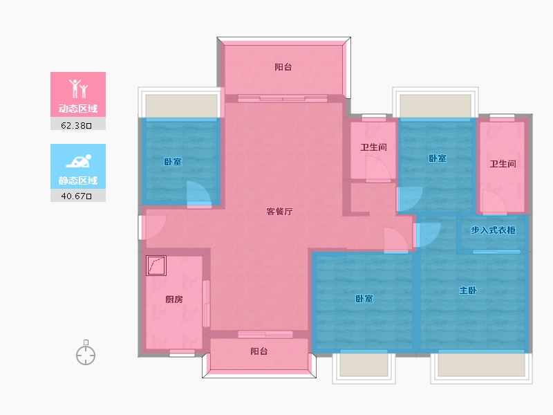 广东省-惠州市-海伦堡·熙岸-90.64-户型库-动静分区