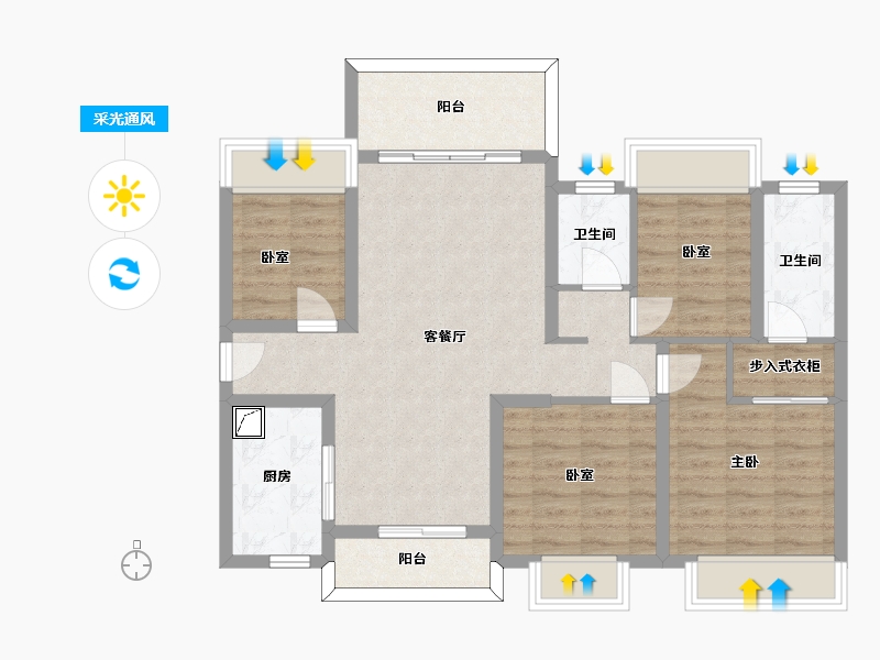 广东省-惠州市-海伦堡·熙岸-90.64-户型库-采光通风