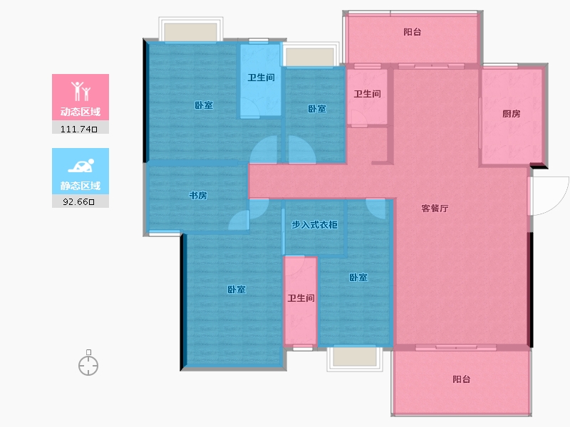 湖南省-怀化市-金时花园二期-188.47-户型库-动静分区