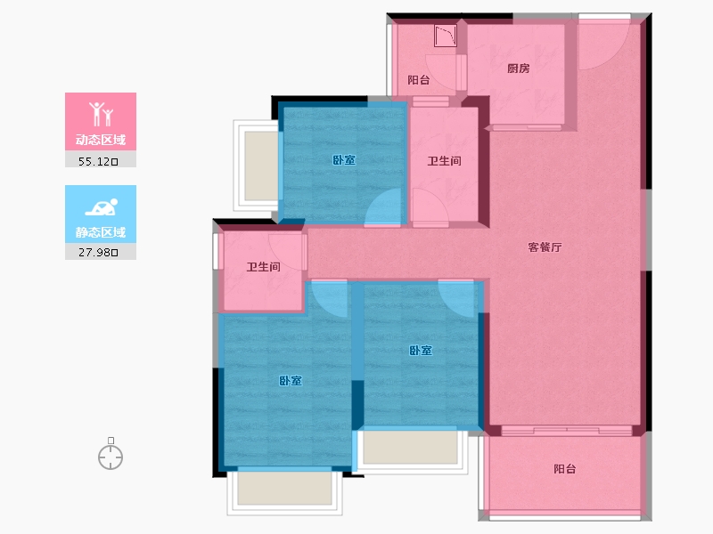 广东省-广州市-敏捷绿湖首府-73.37-户型库-动静分区