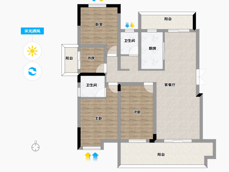 安徽省-黄山市-鲲鹏名门御府-106.00-户型库-采光通风